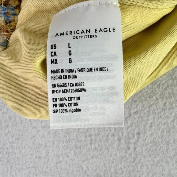 Womens American Eagle High Waisted Floral Short Front Pleats Drawstring Yellow L - Picture 8 of 14